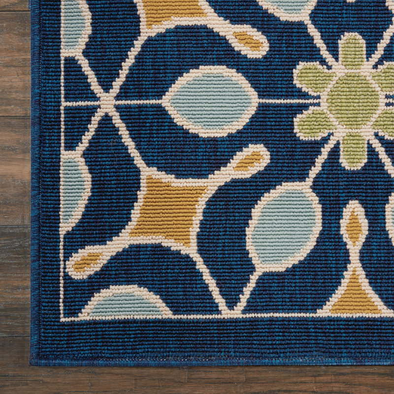 Sol 72 Outdoor™ Monterey Geometric Navy/Blue/Gold Area Rug & Reviews
